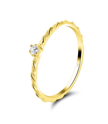 Gold Plated CZ Silver Ring NSR-2719-GP